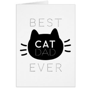 Best Cat Dad Ever Black Cat Face Birthday Card