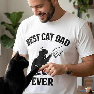 Best Cat Dad Ever Black Cat & Finger Tap T-Shirt
