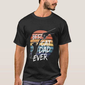 Best Cat Dad Ever Bump Fist Daddy Retro Vintage Fu T-Shirt