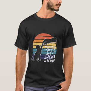 Best Cat Dad Ever Bump Fist Daddy Vintage Retro Fu T-Shirt