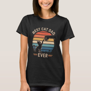 Best Cat Dad Ever Bump Fist Retro Cat Vintage Dadd T-Shirt