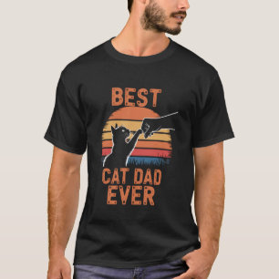 Best Cat Dad Ever Bump Fist Retro Vintage Funny Ca T-Shirt