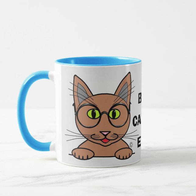 Best Cat Dad Ever! Cartoon Cat with Glasses Cute Mug (Left)
