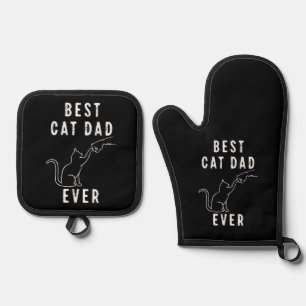 Best Cat Dad Ever Cat Daddy Paw Fist Bump Meow Oven Mitt & Pot Holder Set