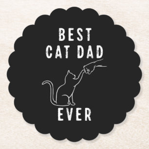 Best Cat Dad Ever Cat Daddy Paw Fist Bump Meow Paper Coaster