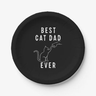 Best Cat Dad Ever Cat Daddy Paw Fist Bump Meow Paper Plate