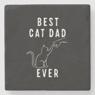 Best Cat Dad Ever Cat Daddy Paw Fist Bump Meow Stone Coaster