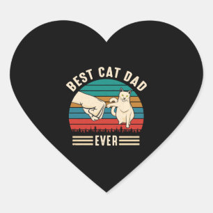 Best Cat Dad Ever Cat Fist Vintage Men Heart Sticker