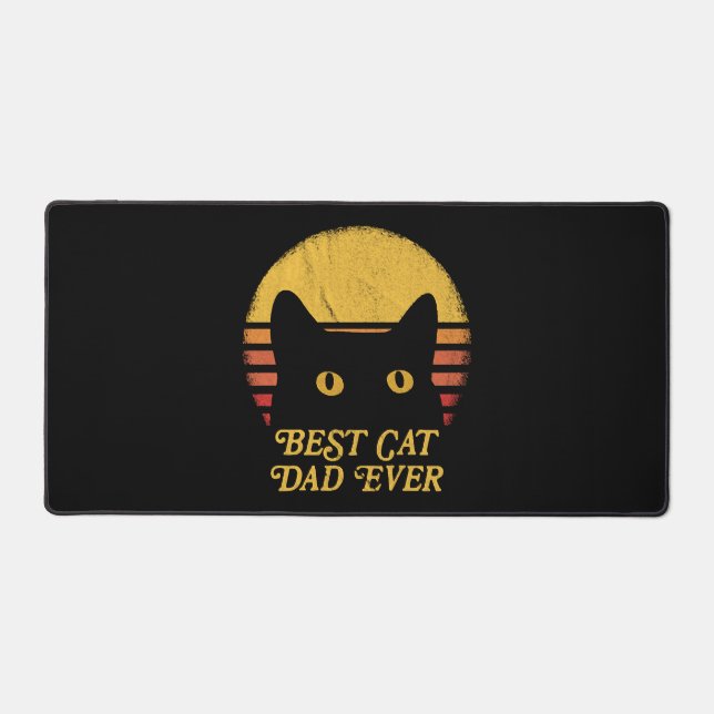 Best Cat dad ever cat lover gift Desk Mat (Front)