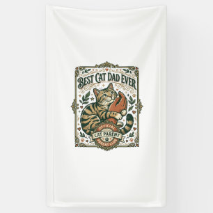 Best Cat Dad Ever Cat Mum Dad Parent Vintage Vecto Banner