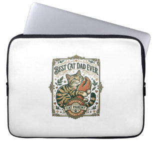 Best Cat Dad Ever Cat Mum Dad Parent Vintage Vecto Laptop Sleeve