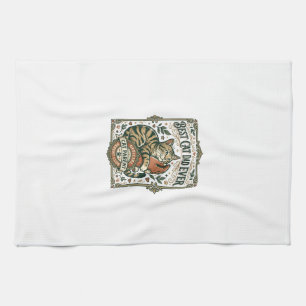 Best Cat Dad Ever Cat Mum Dad Parent Vintage Vecto Tea Towel
