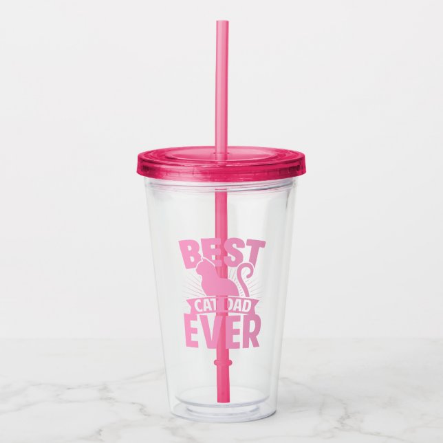Best Cat Dad Ever - Cat Silhouette Acrylic Tumbler (Front)