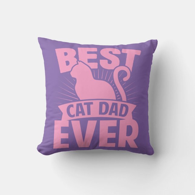 Best Cat Dad Ever - Cat Silhouette Cushion (Front)