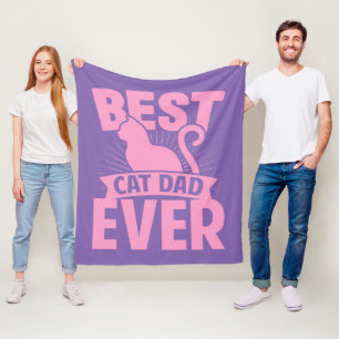 Best Cat Dad Ever - Cat Silhouette Fleece Blanket
