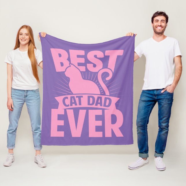 Best Cat Dad Ever - Cat Silhouette Fleece Blanket (In Situ)