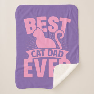 Best Cat Dad Ever - Cat Silhouette Sherpa Blanket