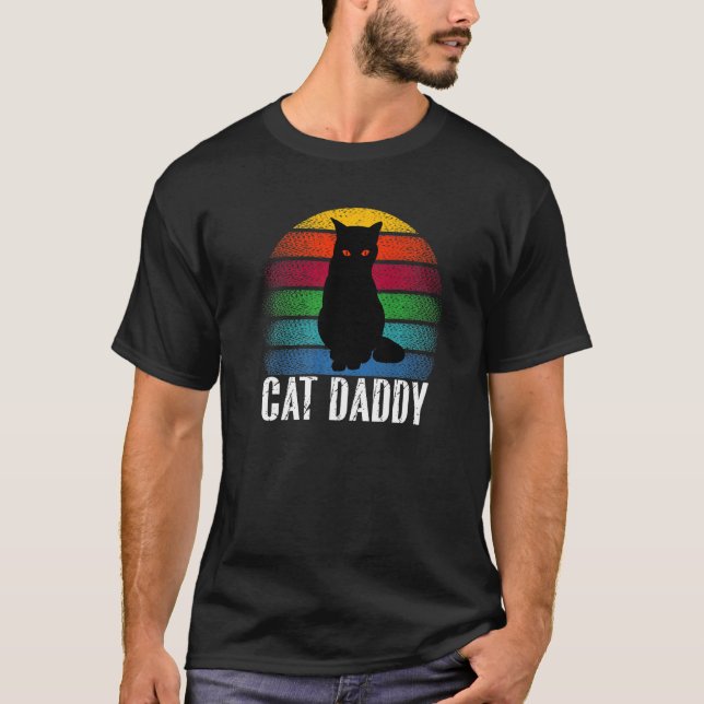 Best Cat Dad Ever Colourful Cat With Sunglass T-Shirt (Front)
