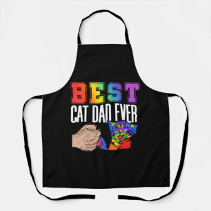 Best Cat Dad Ever Colourful Rainbow Father's Day Apron