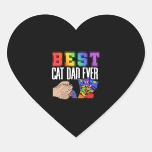 Best Cat Dad Ever Colourful Rainbow Father's Day Heart Sticker