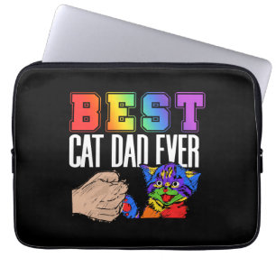 Best Cat Dad Ever Colourful Rainbow Father's Day Laptop Sleeve