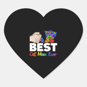 Best Cat Dad Ever Colourful Rainbow Mother's Day Heart Sticker