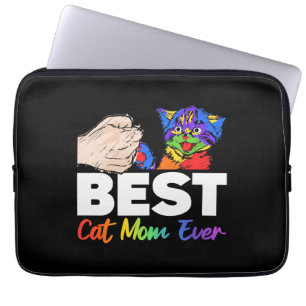 Best Cat Dad Ever Colourful Rainbow Mother's Day Laptop Sleeve