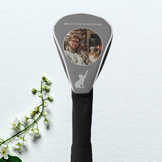 Best Cat Dad Ever Custom Photo - Dark Grey Golf Head Cover
