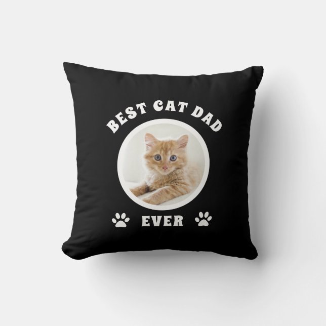 Best Cat Dad Ever Custom Photo Personalised Cushion (Front)
