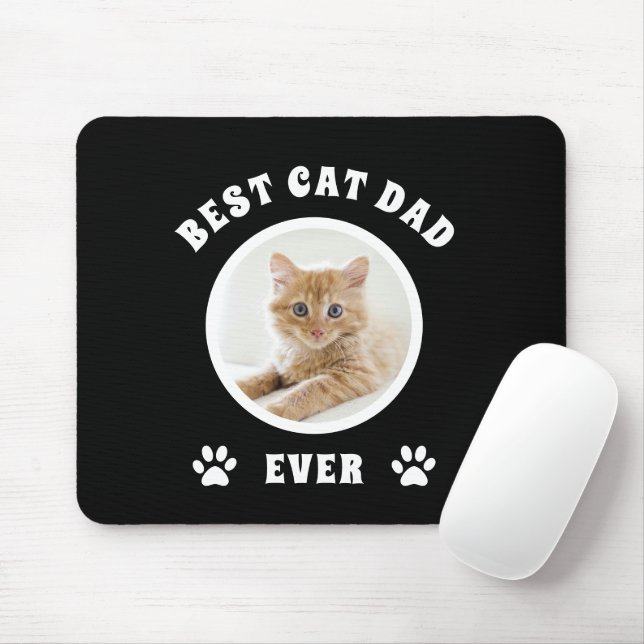 Best Cat Dad Ever Custom Photo Personalised Mouse Pad (With Mouse)