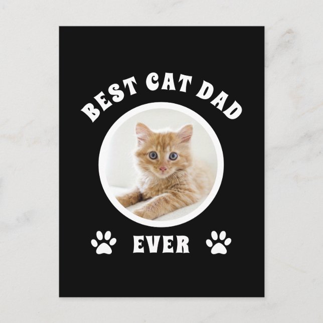 Best Cat Dad Ever Custom Photo Personalised Postcard (Front)