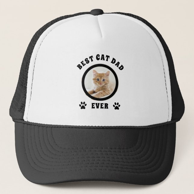 Best Cat Dad Ever Custom Photo Personalised Trucker Hat (Front)