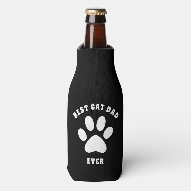Best Cat Dad Ever Custom Text Personalised Bottle Cooler (Bottle Front)