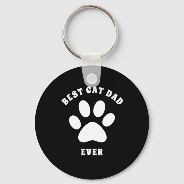 Best Cat Dad Ever Custom Text Personalised Key Ring (Front)