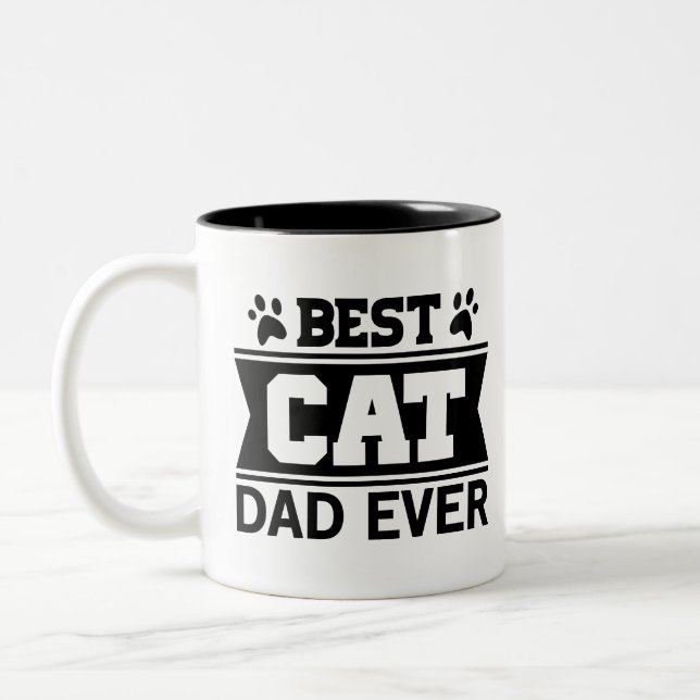 Best Cat Dad Ever Customised Cat Photo Two-Tone Coffee Mug (Left)