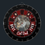 Best Cat Dad Ever Dartboard<br><div class="desc">Coloured background with Best cat dad ever. One centre photo upload option. Easy to replace with your own cat photo! Fun and unique gift idea.</div>