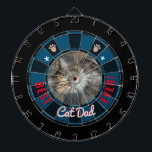 Best Cat Dad Ever Dartboard<br><div class="desc">Coloured background with Best cat dad ever. One centre photo upload option. Easy to replace with your own cat photo! Fun and unique gift idea.</div>