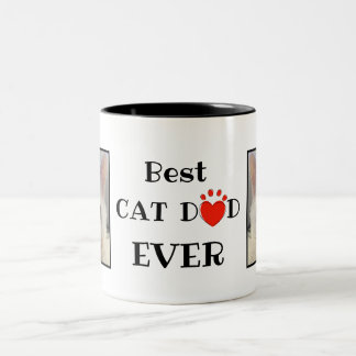 Best Cat Dad Ever Father's Day Personalised Photo Two-Tone Coffee Mug