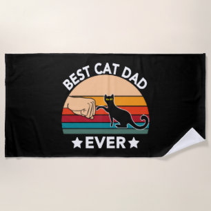 Best Cat Dad Ever Fist Bump Beach Towel