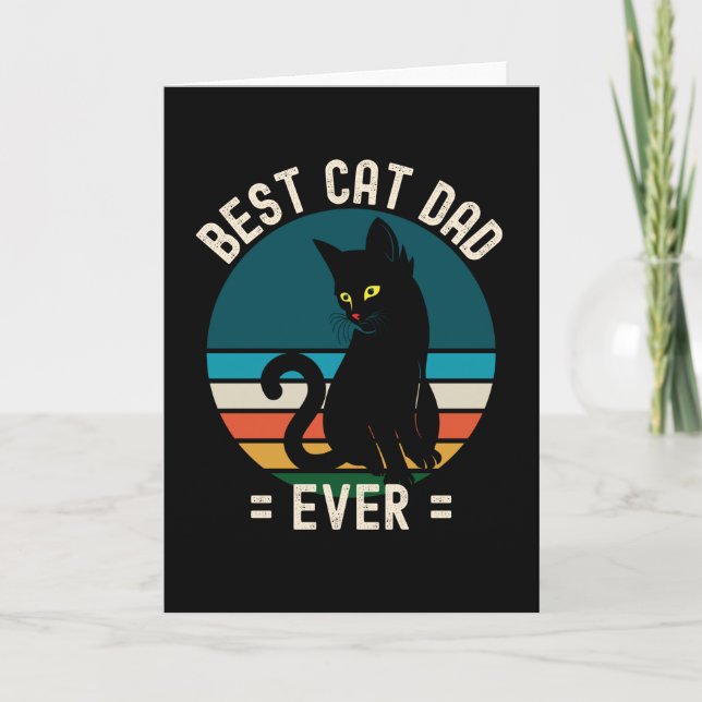 Best Cat Dad Ever Funny Black Cat Gift Card (Front)