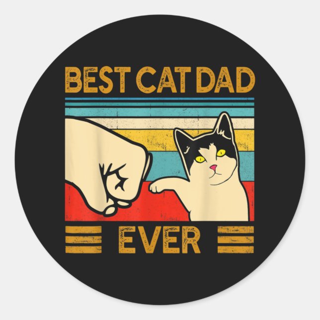 Best Cat Dad Ever Funny Cat Daddy Classic Round Sticker (Front)