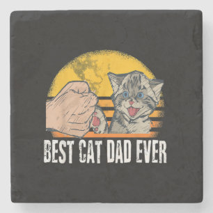 Best Cat Dad Ever Funny Cat Daddy Father Gift Stone Coaster