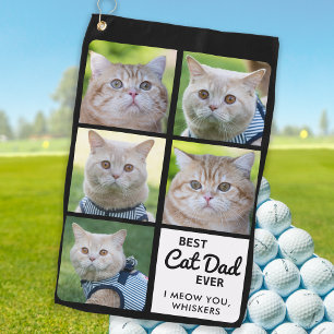 Best CAT DAD Ever - Golfer - Personalized 5 Photo Golf Towel