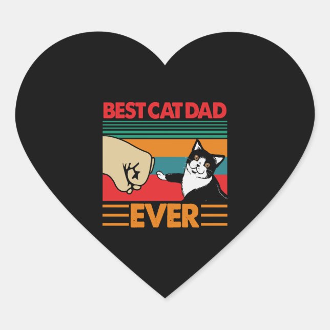 Best Cat Dad Ever Heart Sticker (Front)