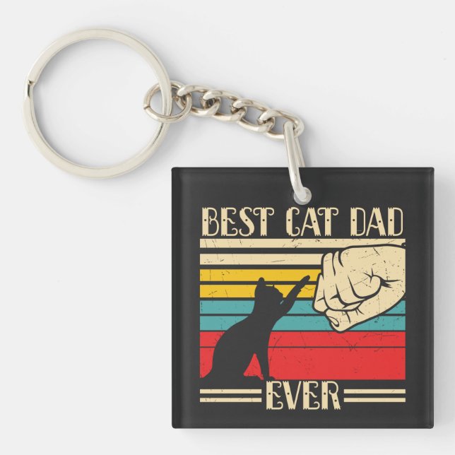 Best Cat Dad Ever Key Ring (Front)