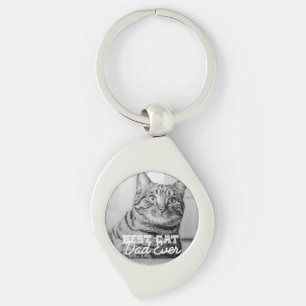 Best Cat Dad Ever Modern Custom Pet Photo Key Ring