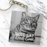 Best Cat Dad Ever Modern Custom Pet Photo Key Ring<br><div class="desc">This simple and classic design is composed of serif typography and add a custom photo</div>