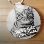 Best Cat Dad Ever Modern Custom Pet Photo Key Ring<br><div class="desc">This simple and classic design is composed of serif typography and add a custom photo</div>