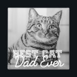 Best Cat Dad Ever Modern Custom Pet Photo Magnet<br><div class="desc">This simple and classic design is composed of serif typography and add a custom photo</div>