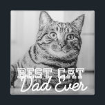 Best Cat Dad Ever Modern Custom Pet Photo Magnet<br><div class="desc">This simple and classic design is composed of serif typography and add a custom photo</div>